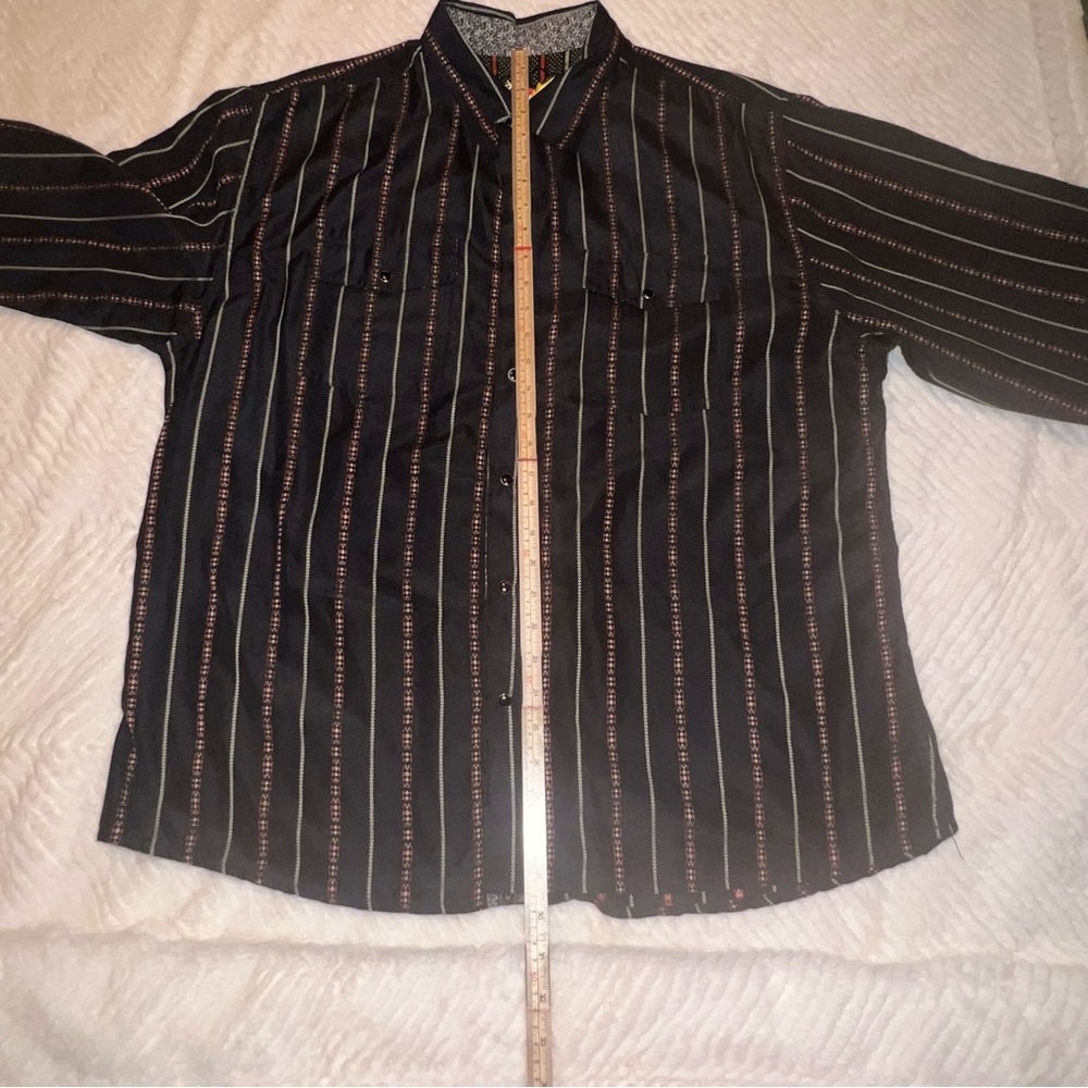 Scully Men's Western Button-Up Shirt - Black Striped, XL, 100% Polyester‎ - Picture 6 of 8